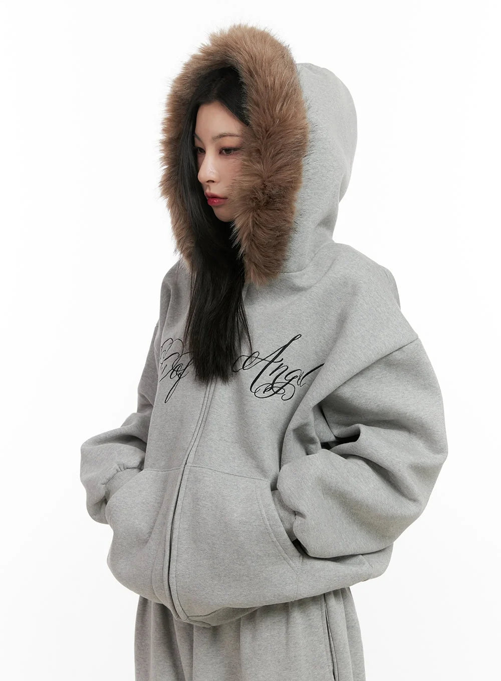 Fur Zip-Up Hoodie