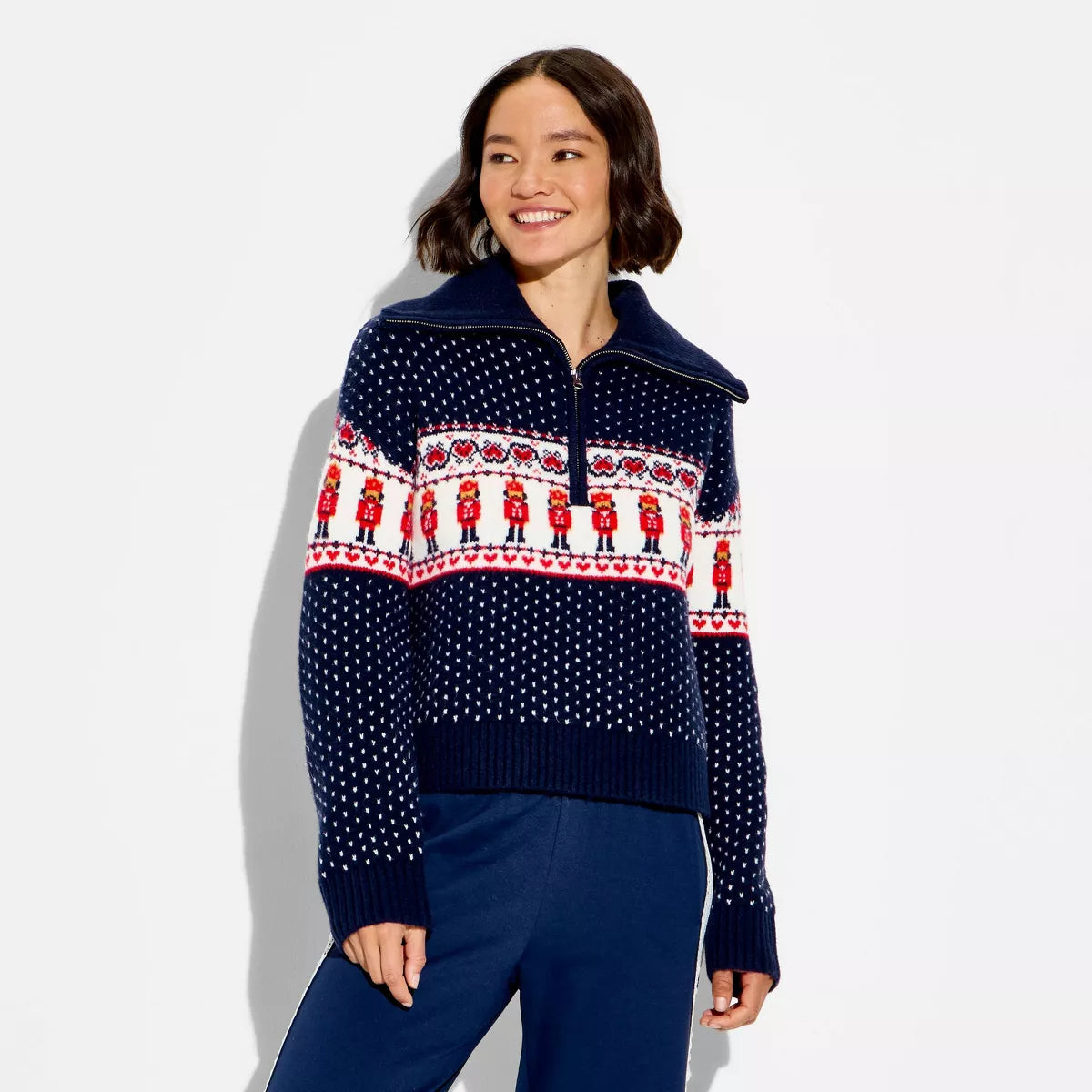 Quarter Zip Novelty Pullover Sweater
