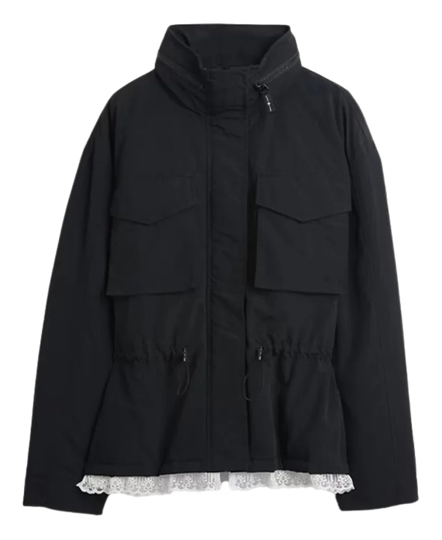 Lace-trim Cinched Jacket