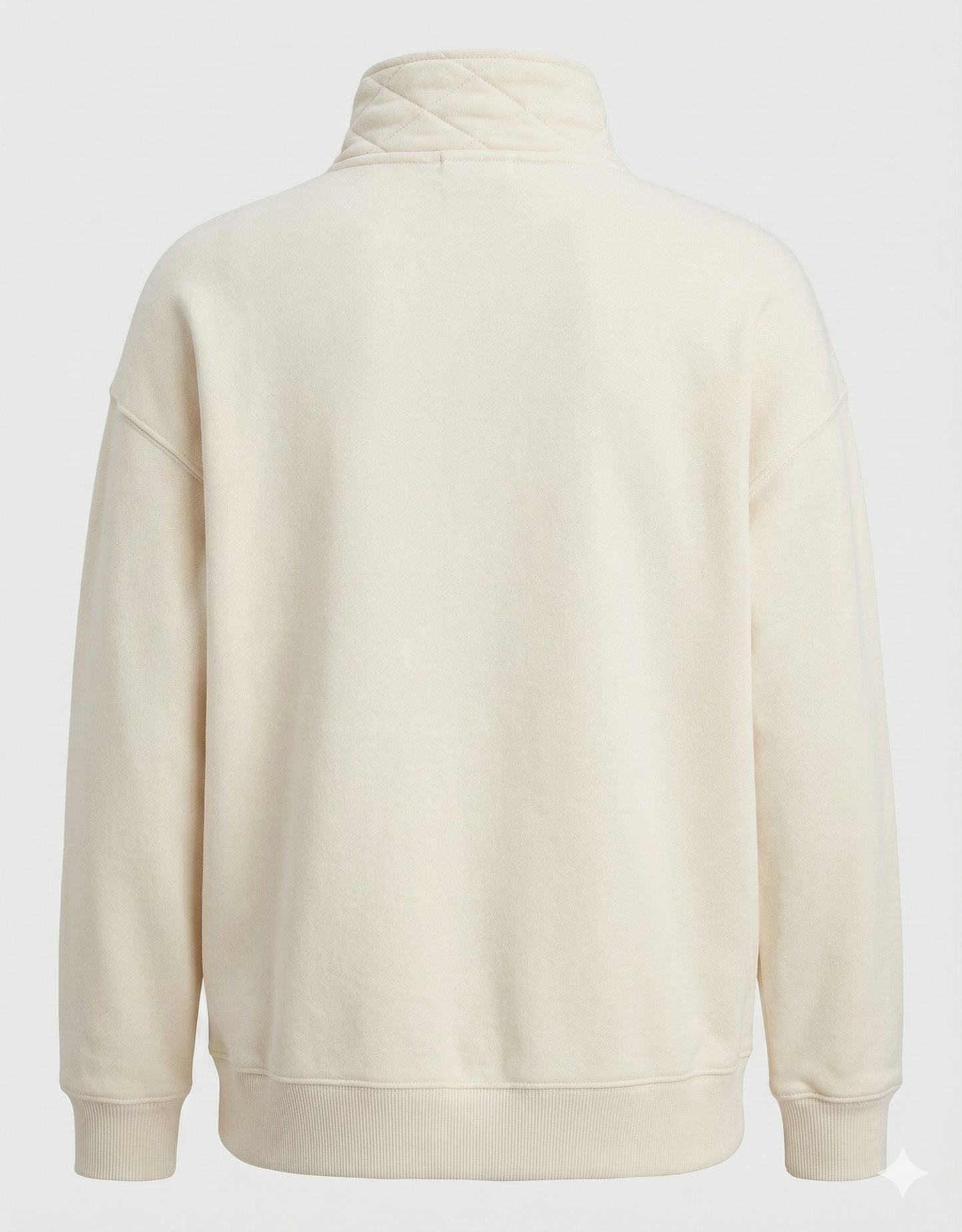 Ivory Quilted Snap-Neck Sweater