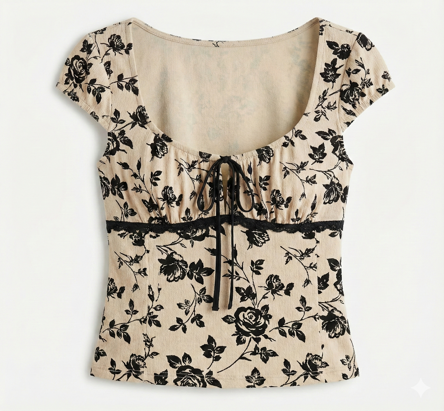Vintage Rose Tie-Front Top