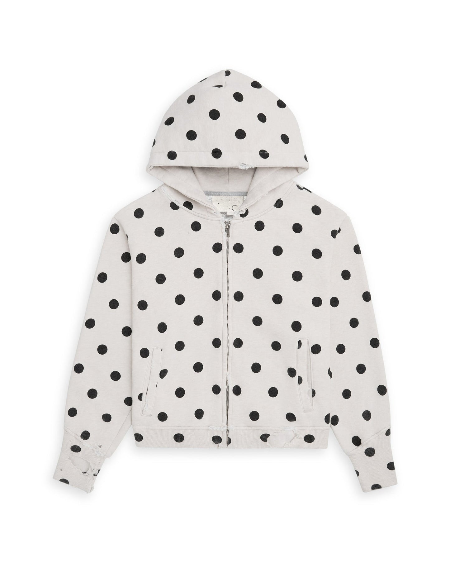 White Polka Zip