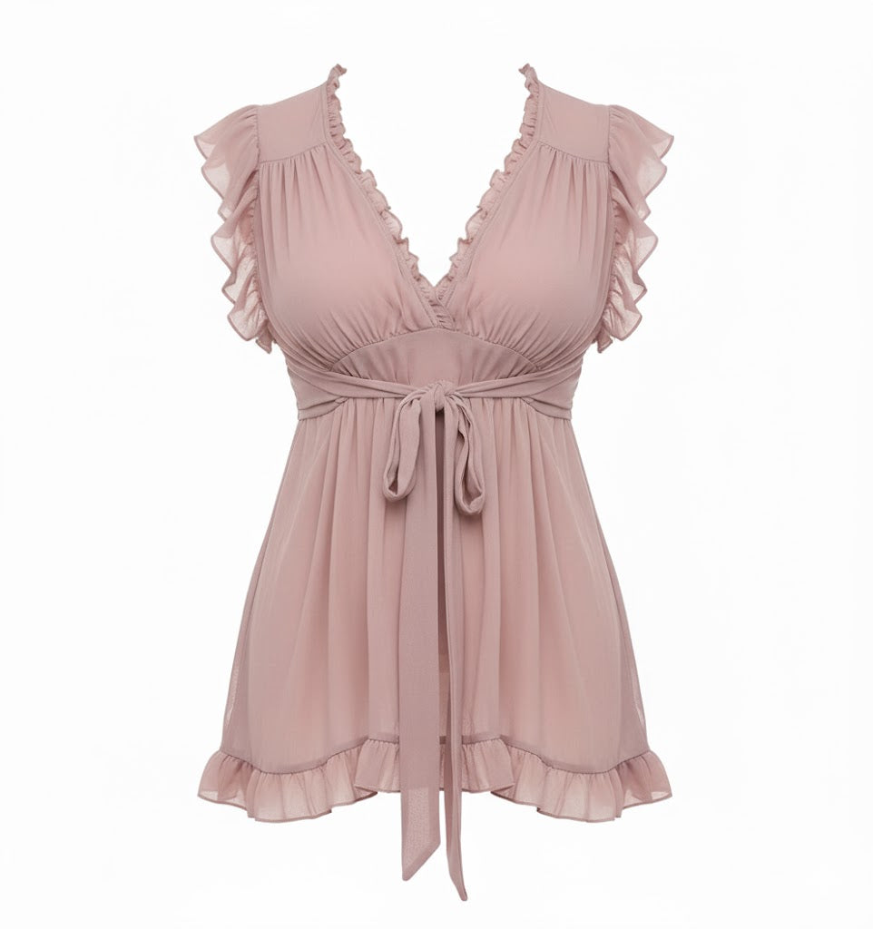 V-Neck Ruffle Top
