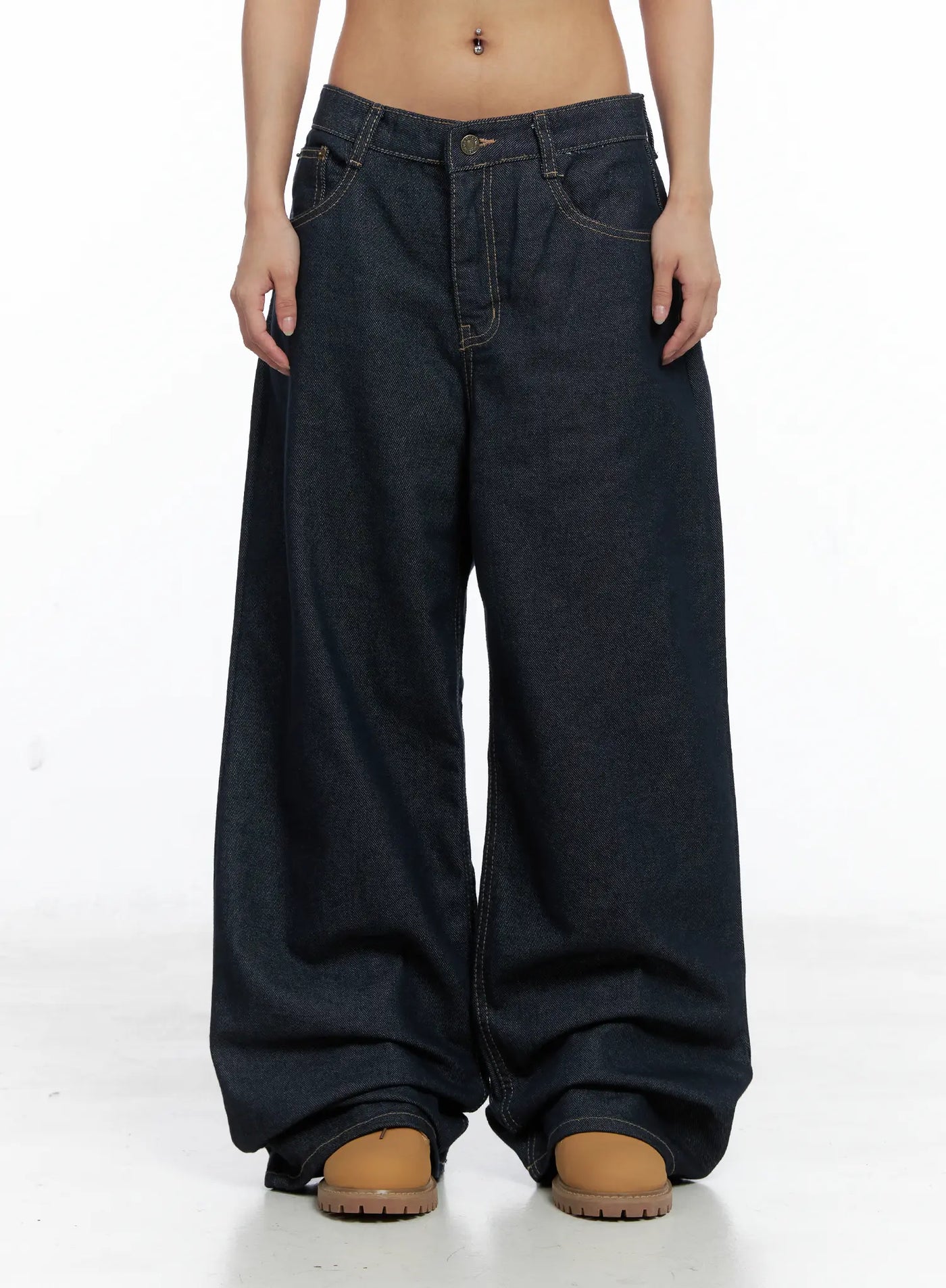 Raw Indigo Wide-Leg Jeans