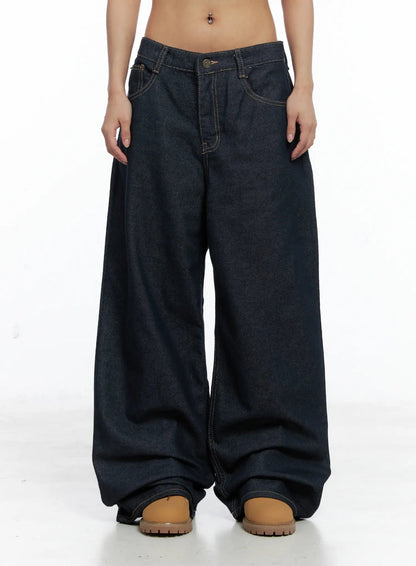 Raw Indigo Wide-Leg Jeans