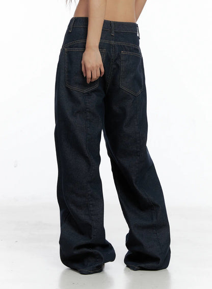 Raw Indigo Wide-Leg Jeans
