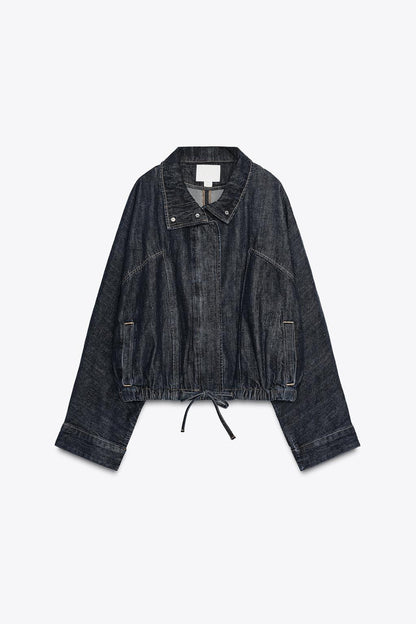 Batwing Sleeve Denim Jacket