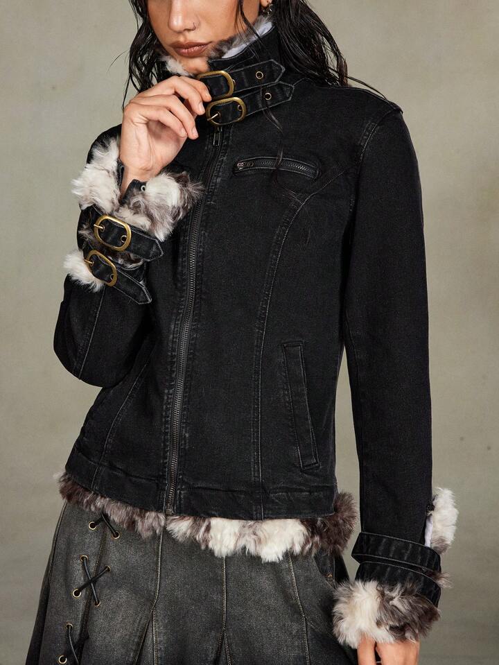 Stitched Button Embellished Jacket