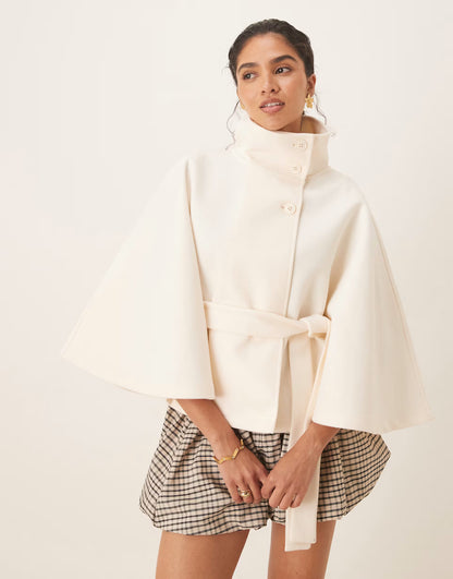 Gina Tricot Funnel Neck Belt Cape Jacket