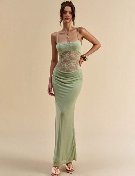 Green Strap Lace Bodycon Dress