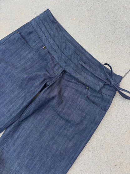 TIE UP SELVEDGE LOW RISE PANTS