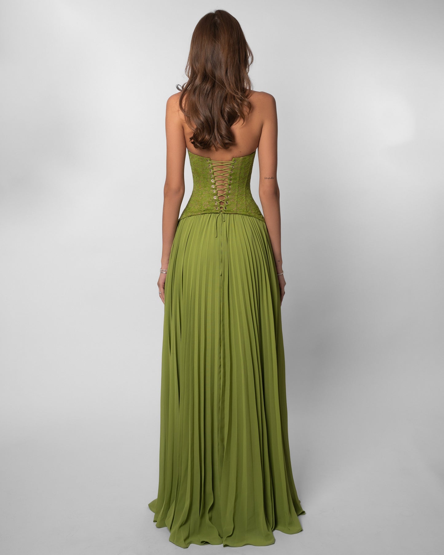 Pleated Bustier Maxi Dress