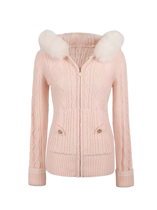 Faux Fur Knit Hoodie