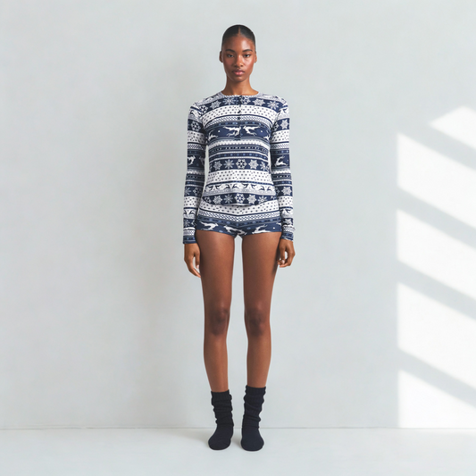 Navy Deer Fair Isle Henley Set