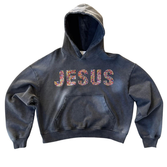 "JESUS" Stained Glass Rhinestone Hoodie