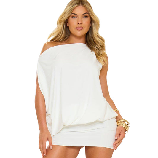 Off The Shoulder Drape Mini Dress