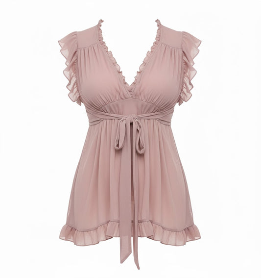 V-Neck Ruffle Top